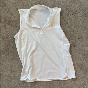 Vineyard Vines White Sleeveless Polo Tank with Whale Logo